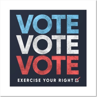 Retro Distressed Vote T-Shirt, Exercise Your Right Posters and Art